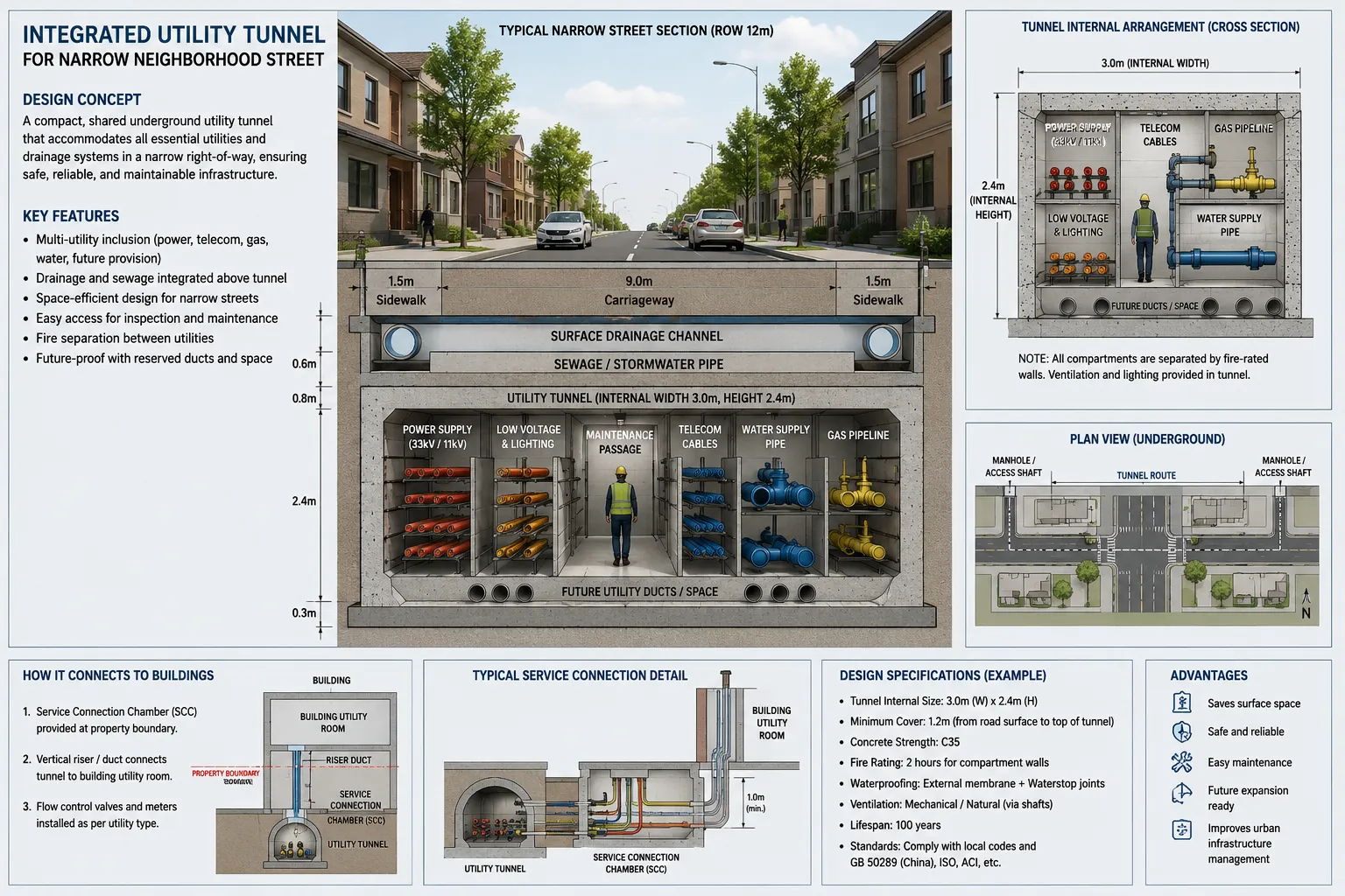 Utility tunnel interior
